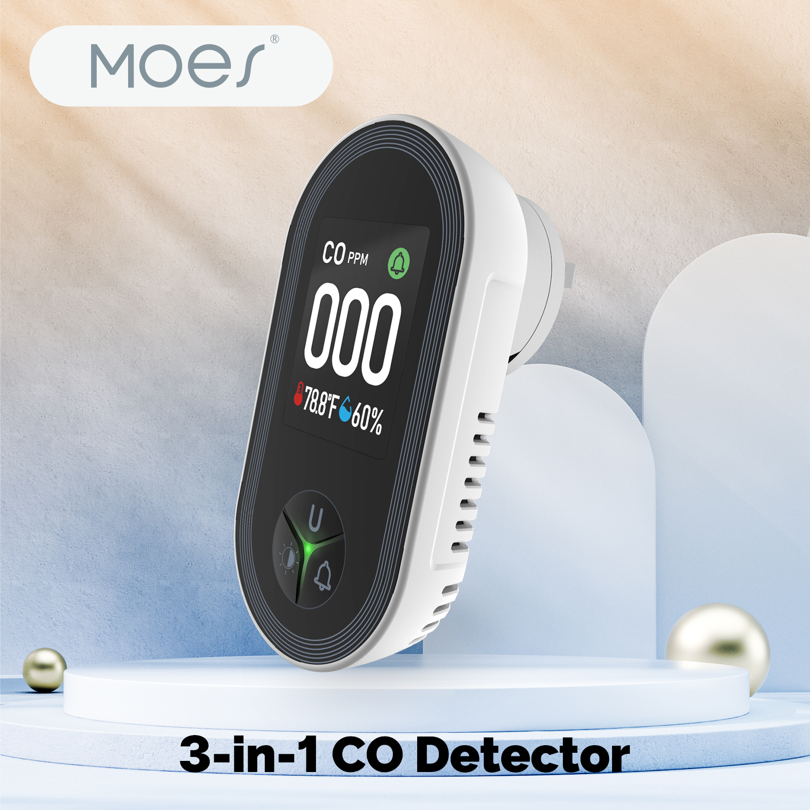 Co Detector Plug - MOES 3in1 Carbon Monoxide Detector Plug-in