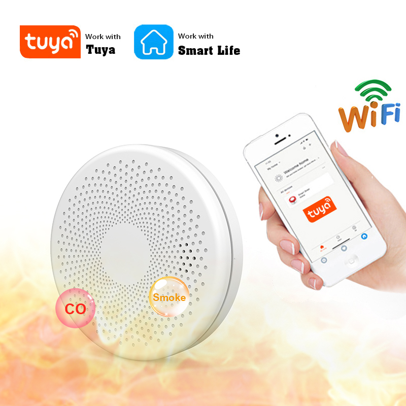2 in 1 Version WiFi Tuya Smart - Smoke Detector Interconnected avaliação e preço