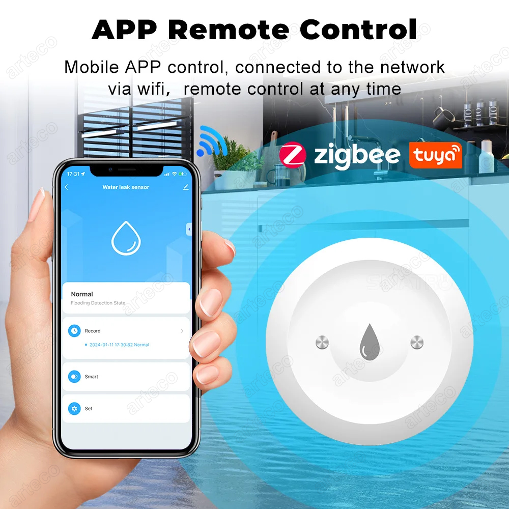 Tuya Zigbee Water Sensor Leak  - Water Alarm Sensor avaliação e preço