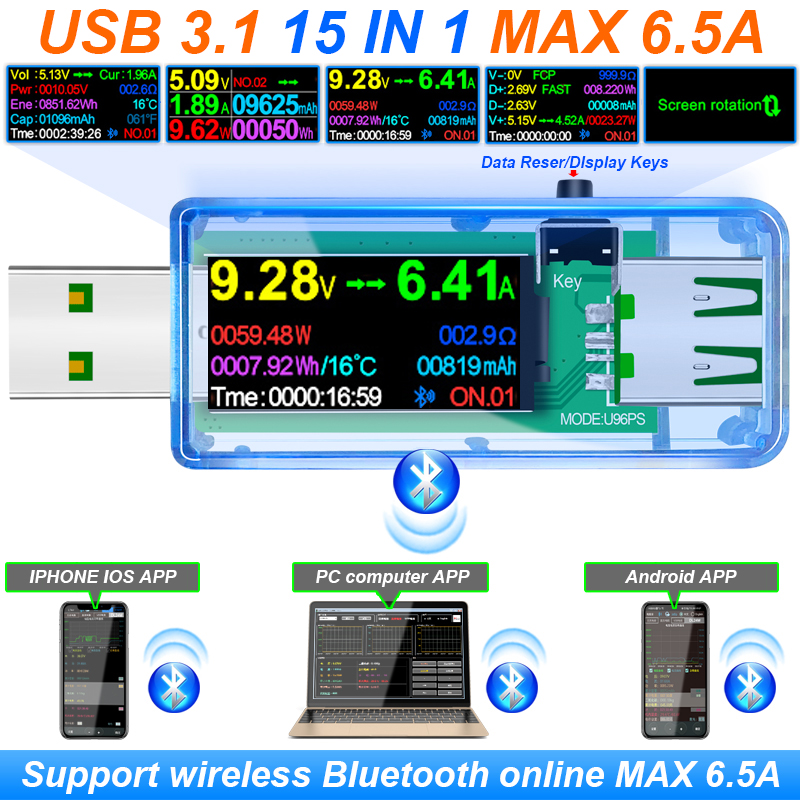 15 IN 1 USB 3.1 Tester DC Digi - Co Detector Plug avaliação e preço