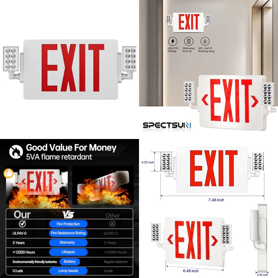 Spectsun 1 Pack Exit Signs wit - Emergency Exit Sign avaliação e preço