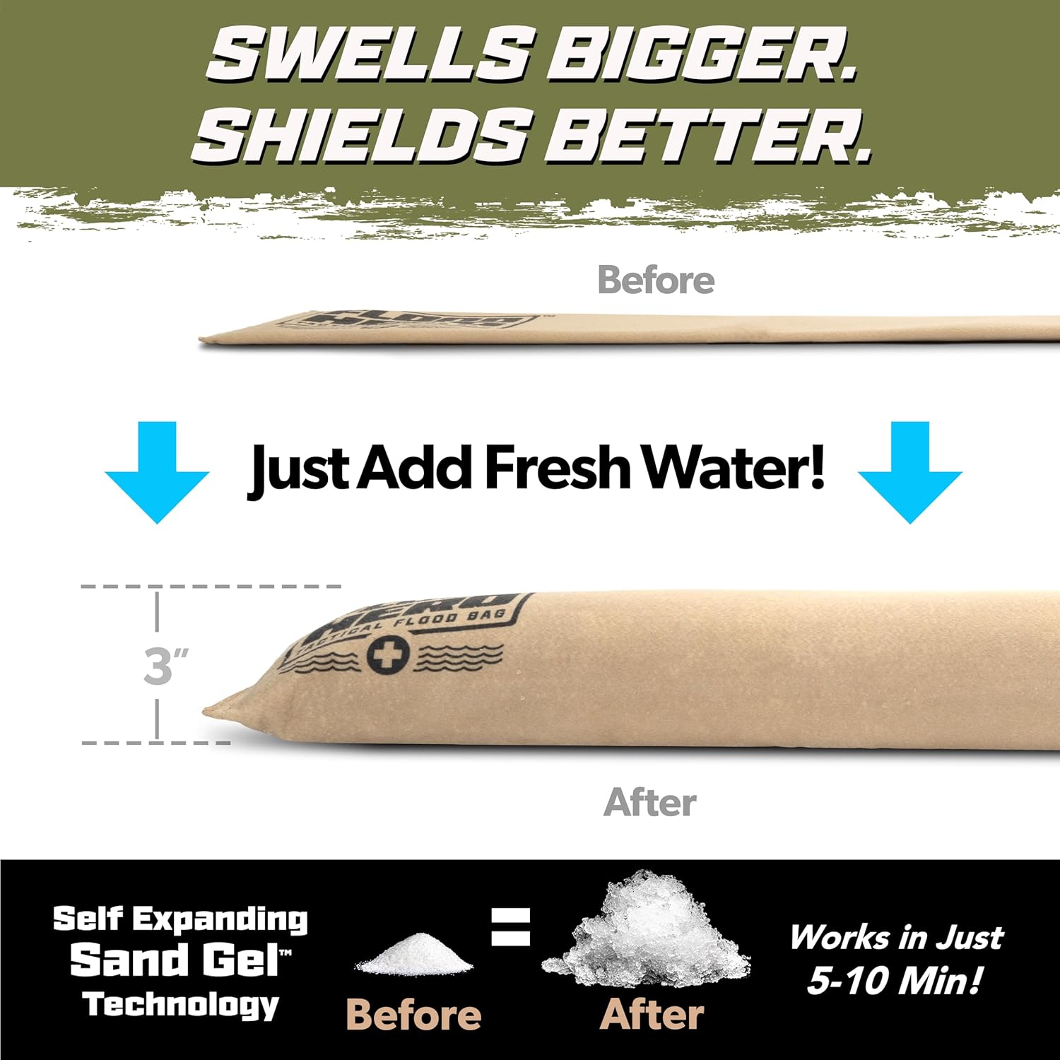 3 ft Water Activated Sandbags  - Flood Barrier Bag avaliação e preço