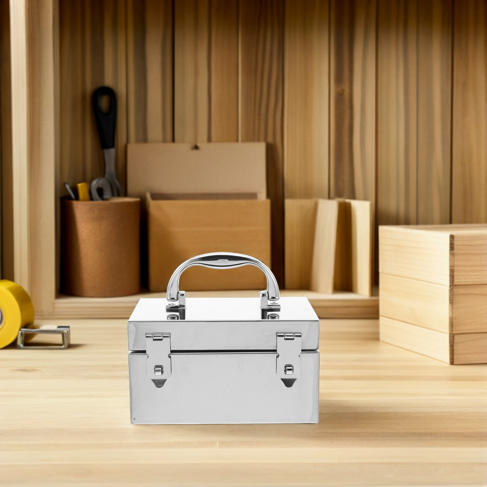 Portable Metal Cash Box Stainl - Lockbox Key Secure avaliação e preço
