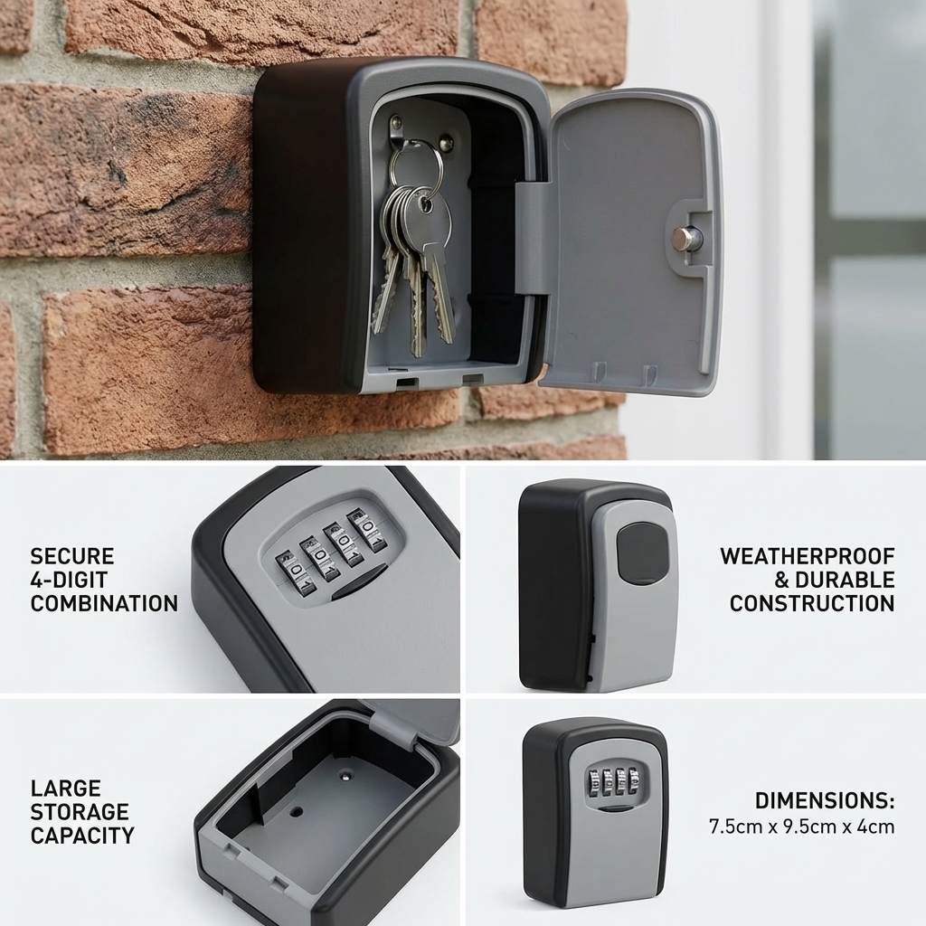 Wall Mount Key Lock Box with 4 - Lockbox Key Secure avaliação e preço