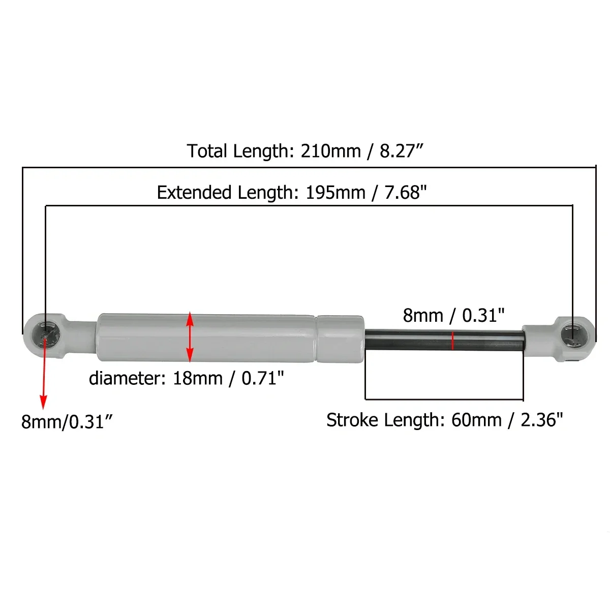 200-380N 195mm 8mm for RV Bed  - Window Lock Bar avaliação e preço